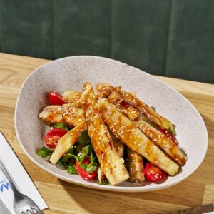 Badimcan Salati - Azerbaijan Fried eggplant with tomatoes and sesame