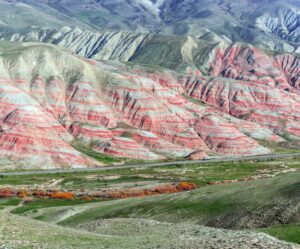 Candy cane views during the hiking in Azerbaijan